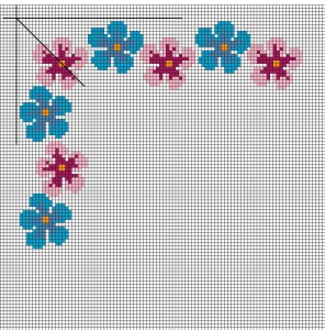 Schema di Ricamo a Punto Croce - Bordo Fiori